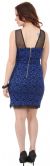Floral Lace Short Party Dress with Mesh Trim back in Royal Blue